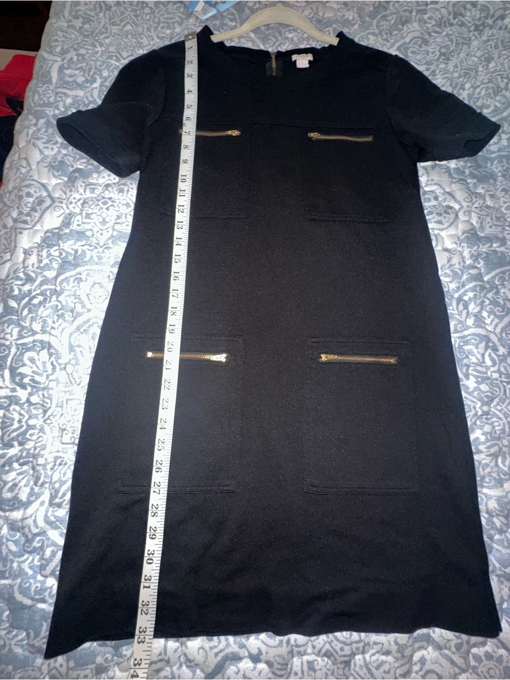 J Crew Black Zipper Ponte Mini Dress with Gold Zipper Hardware Dress Size 2 - Picture 9 of 11